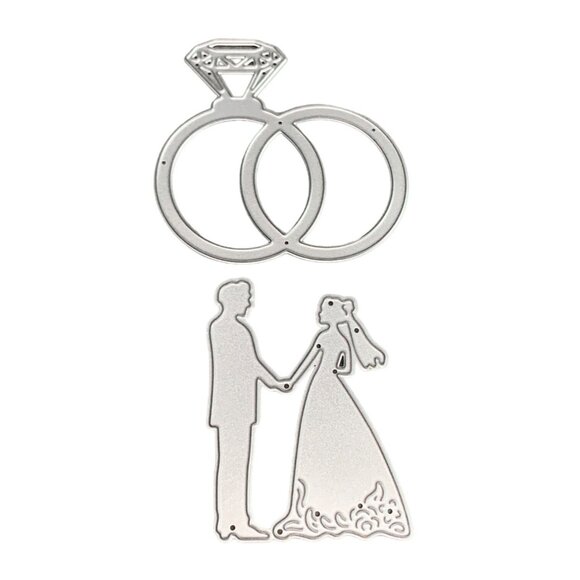 Wedding Rings & Couple Die Cuts For Scrapbooking Card Making Wedding Decor - Picture 1 of 7